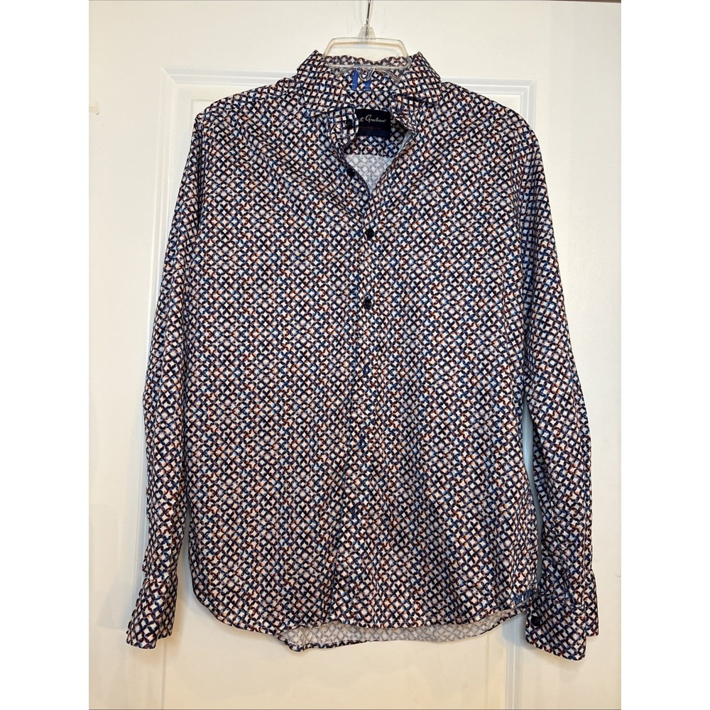 Robert Graham Men's Long Sleeve Flip Cuff Sleeve Multicolored Geometric, Small